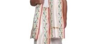 White Solid Men Silk Dhoti