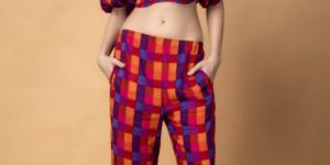 LADIES RAYON CHECK CO ORD SET