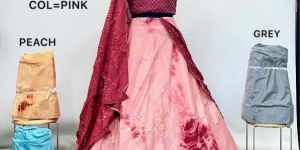 Pink Slik Lehenga Choli