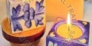 Blue Pottery Tealight Candle Holder