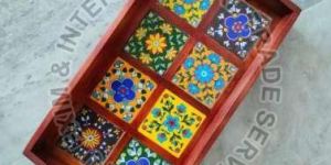 Rectangular Wooden Printed Tray