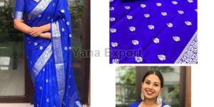111 Royal Blue Lichi Silk Sarees