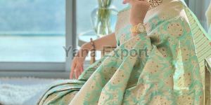 222 Light Green Litchi Silk Sarees