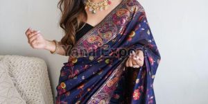 Dark Blue Kashmiri Sarees