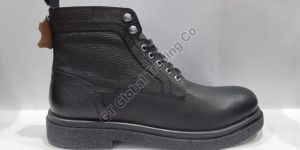 Black Mens Lace up Leather Boot