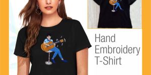 Guitar Hand Embroidered T-shirt