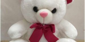 Fur White & Red Teddy Bear Soft Toy