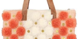 SEI-B-2089 Peach & White Handmade Bag