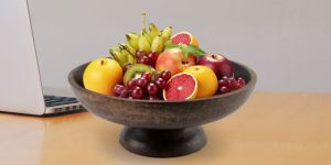 Brown Wooden Handmade Fruit Bowl