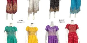 Ladies Gold Print Fancy Long Dress