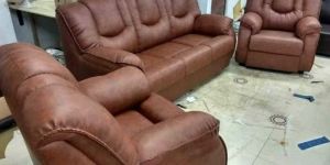 Brown Leather Sofa Set