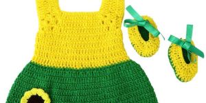 Yellow Green New Born Baby Dress Set