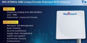 860-870MHz 9dBi Linear/Circular Polarized RFID Antenna