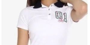 Ladies Printed Polo Neck T Shirt