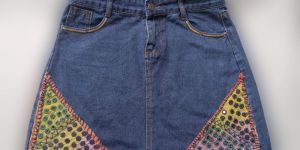 Denim Kutch Work Handmade Skirt