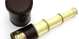Solid Brass Victorian Marine Spyglass Telescope with Leather Case