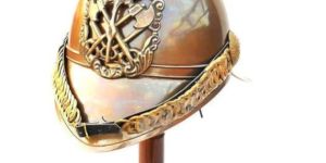 Vintage Standard Brown Antique Brass Fire Helmet
