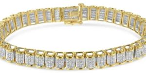 14K Yellow Gold WHITE GOLD AND 925 SILVER 5 CTTW Diamond Tennis Bracelet
