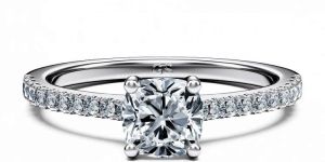 Cara Side Stones Diamond Engagement Ring 4 Claw in 18ct White Gold with Cushion Center Stone