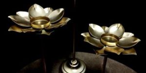 Iron Gold Color Metal Lotus Candle Stands