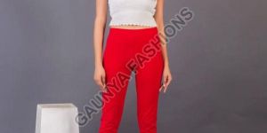 Pocket Style Red Straight Pant