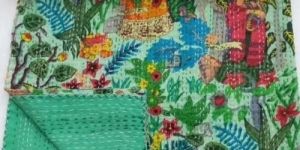 Jaipuri Kantha Work Bed Sheet