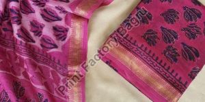 Printed Ajrakh Maheshwari Silk Dress Material