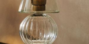 GLASS TEALIGHT HOLDER WITH SOLID COLOR LAMPSHADE