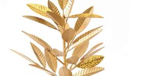 Golden Mango Leaves Decorative Metal Tree