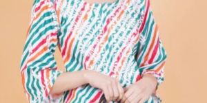 Leheriya Print Cotton Chikankari Kurti