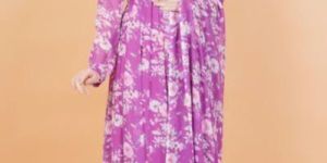 Purple Floral Printed Georgette Dress
