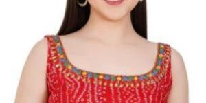 Red Bandhani Printed Cotton Blouse