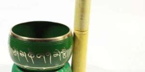 Tibetan Brass Singing Bowl Hammered with Cushion and Wooden D-6