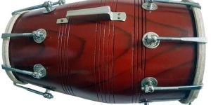 Wooden Handmade Indian Dholak Red Sr Folk Musical Instrument Drum