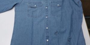 Mens Denim Full Sleeves Plain Shirt