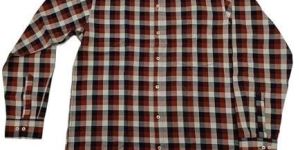 Mens Maroon Full Sleeves Check Shirt