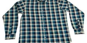 Mens Sea Green Full Sleeves Check Shirt
