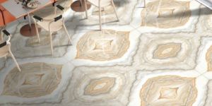 Mila Beige Bookmatch Glossy Floor Tiles