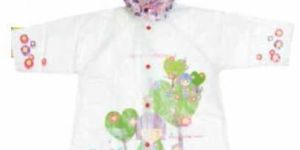 White Printed Kids PVC Rain Coat