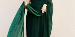 Green Cotton Palazzo Suit with Dupatta