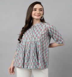 Ladies Aqua Blue Cotton Top