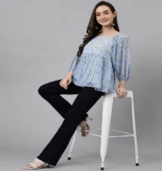 Ladies Blue Polyester Top