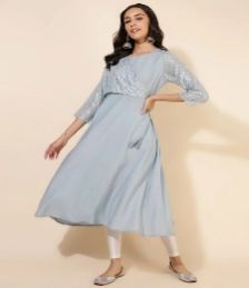 Ladies Grey Crepe Kurti
