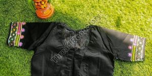 Cotton Hand Embroidered Black Blouse