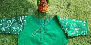 Cotton Hand Embroidered Green Blouse
