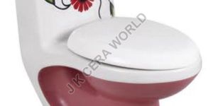 Magenta and White Ceramic One Piece Water Closet