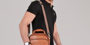 KARA Tan Multipurpose Unisex Vegan Faux Leather 10.6'' Inch Messenger Sling Bag