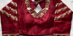 Maroon Embroidered Silk Blouse
