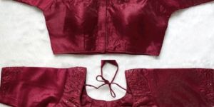 Maroon Sequence Work Front Hook Blouse