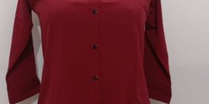 Ladies Maroon Cotton Formal Shirt